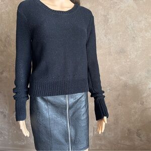 Designer Alexander Wang Midnight Black Crew Neck Sweater Sz M 100% Cotton